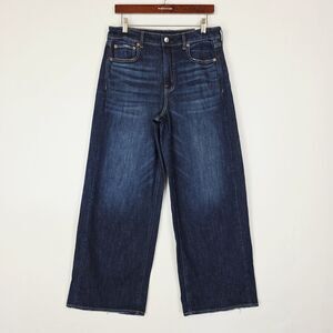 American Eagle Dreamy Drape Baggy Wide Leg Jeans 8 Super High Waist Dark Cloud